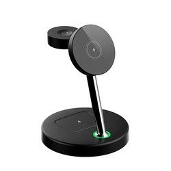 FCC Certified Magnetic Portable Charger , 4 In 1 Wireless Charging Station 15w